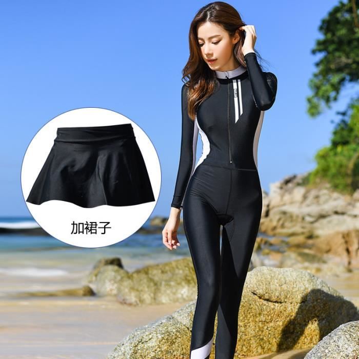 Maillot de bain Maillot de bain professionnel a manches longues pour femmes et hommes une piece pantalon 9609 2pcs Suit black Blanc Cdiscount Pret a Porter