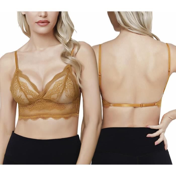 Soutien-Gorge Dos Nu - Invisible - Noir - Doublé - Sans Coutures - Confortable Noir