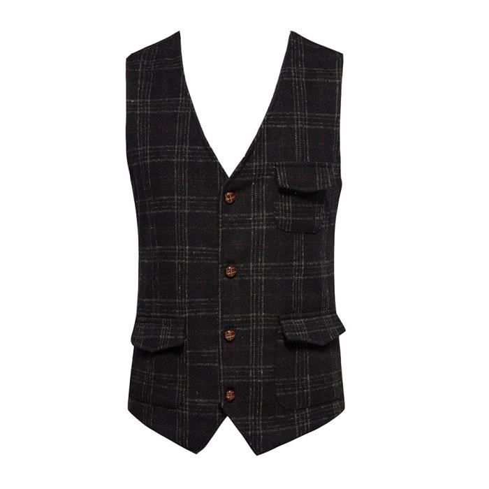Gilet Costume Homme à Carreaux – Élégant Et Confortable, Idéal Affaires & Mariages – Alizeal