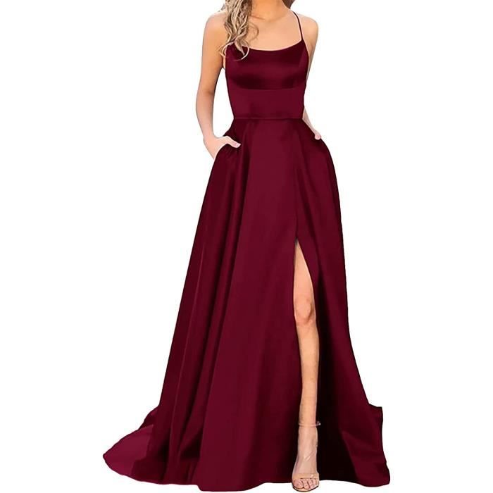 Robe de soiree grande taille femme Ambre Dos nu Satin Fendue Ambre Cdiscount Pret a Porter