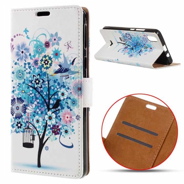 Custodia Flip in Tessuto Oxford e Pelle PU Compatibile con Wiko Y82
