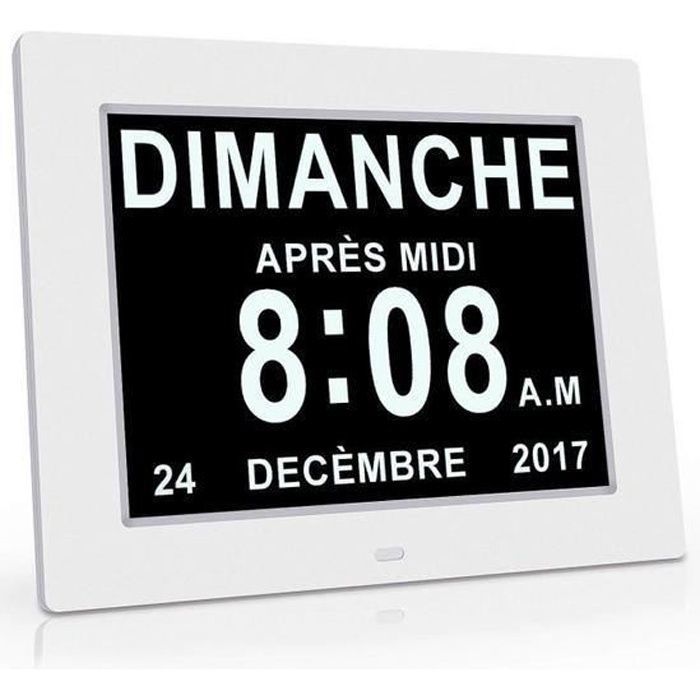 Horloge Calendrier avec Date Jour Heure Grande Police Alarme Auto