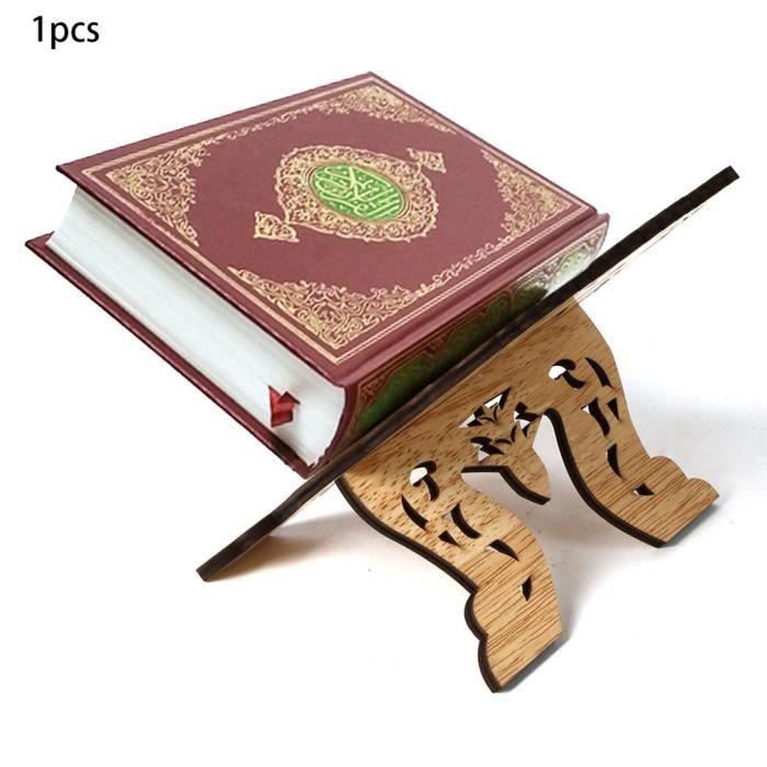 Porte Coran Traditionnel En Bois Décoré Avec Inscription Calligraphiqu Al Quran Al Karim Support Livre 30 X 20 Cm