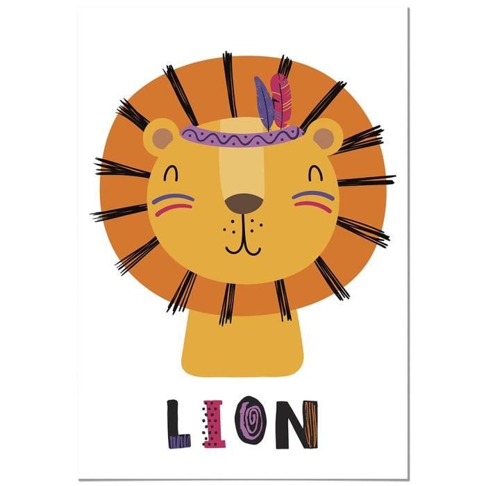 Panorama Poster Pour Chambre D Enfants Animaux Lion 50x70cm Imprimee Sur Poster 250gr Decoration Murale Chambre Enfant Cdiscount