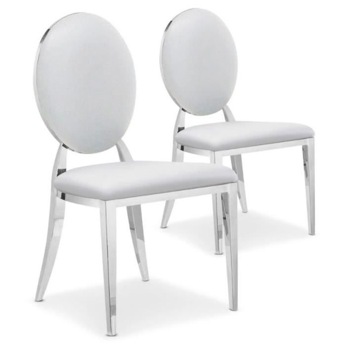 chaises médaillon simili 'tatianna' 90cm blanc - paris prix - lot de 2 - design & elegant