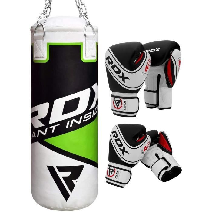 Sacco Da Boxe Vuoto Da 1m, Diametro 46 Cm, In Tela Resistente, Con Patch In PU, Catena E Ganci. Da Riempire Con Stracci, Sabbia O Segatura. Perfetto Per Junior, Kickboxing E MMA. - 2