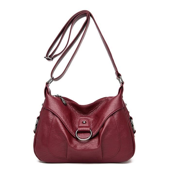 Sac à Main Créateur En Cuir Souple Bordeaux - Format 11 X 10 Pouces - Occasion Très Bon état