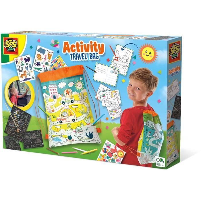 Sac de voyage et activités SES CREATIVE Débordant de jeux et d'activités pour les voyages.
