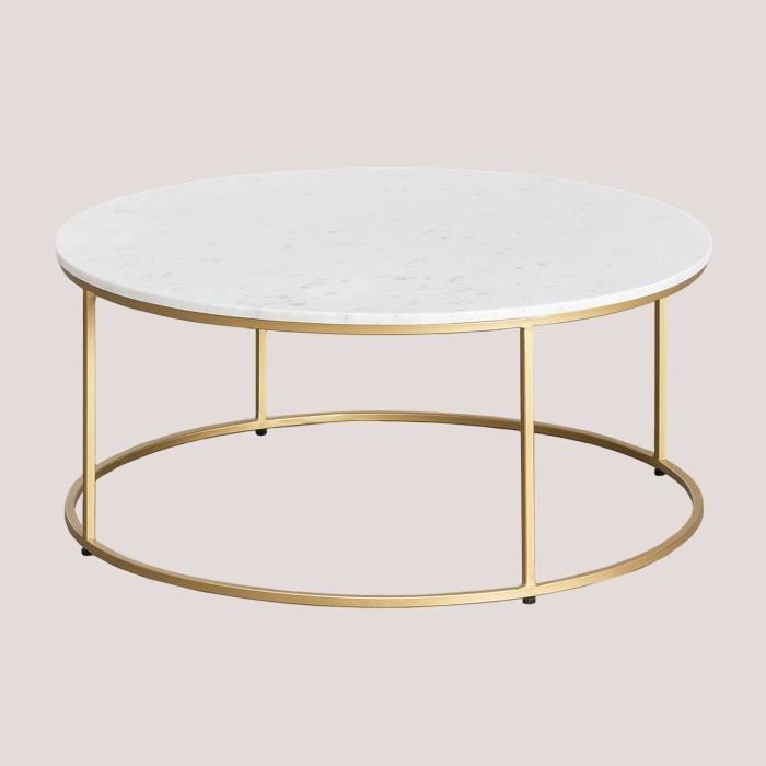 Table basse ronde XL avec plateau look marbre Antigua | Westwing
