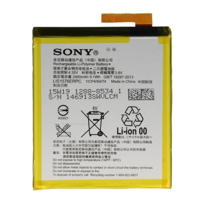 Batterie d'origine Sony LIS1576ERPC pour Xperia M4 Aqua, 2400 mAh, Bulk