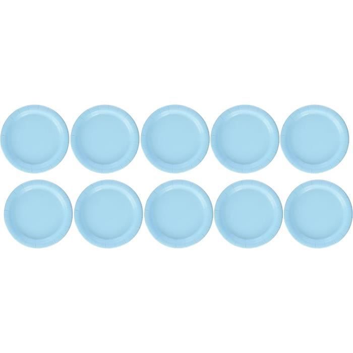 10 Assiettes carton bleu pastel 18 cm