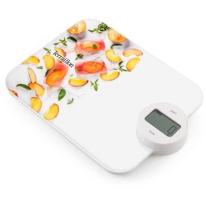 Balance de cuisine électronique TERRAILLON Dynamo Peach - Capacité 5 Kg - Sans  piles - Kit pailles Inox - Cdiscount Electroménager