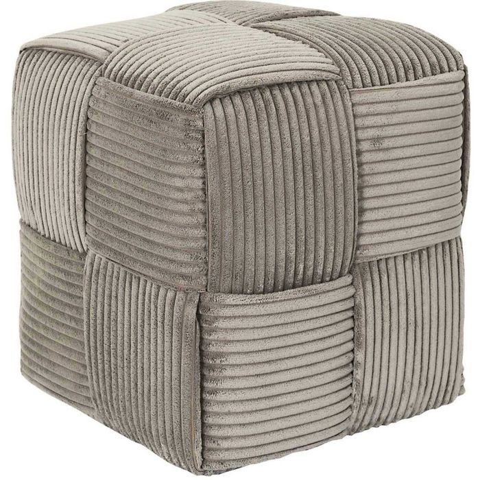 Pouf - HOME DECO FACTORY - Côtelé - Tresse - Gris