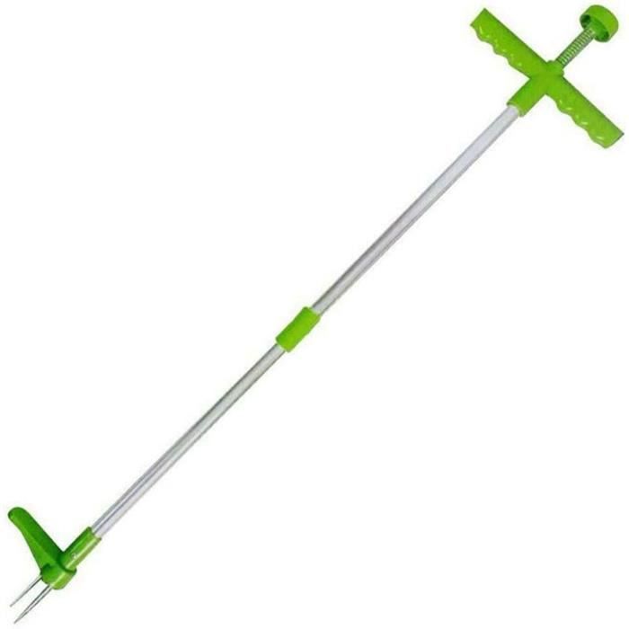 Extracteur Mauvaises Herbes QWORK - Longueur 100cm - 3 Griffes Acier - Désherbage Facile Sans Se Pencher