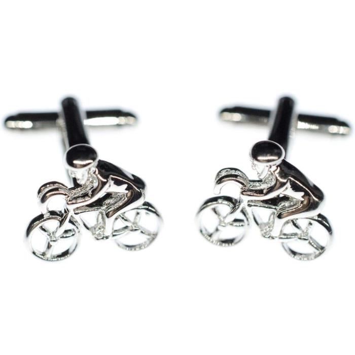 Paire De Boutons De Manchette Motif Moto / Vélo Harley - Plaqué Rhodium Argenté - Neuf Avec étiquettes