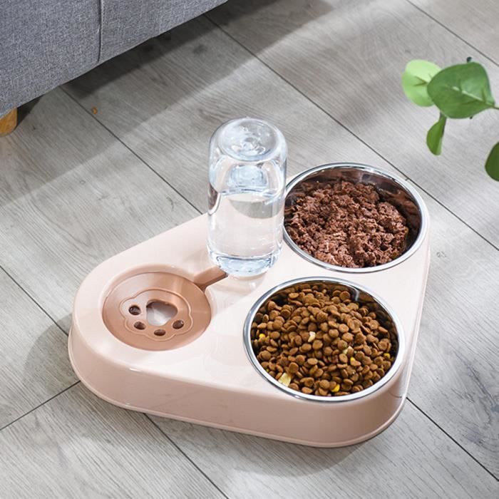 Comparer les prix de VGEBY Gamelle pour Chat 3-En-1, Distributeur d’Eau , Bol à Nourritures + Bouteilles pour Chat Chien Animaux