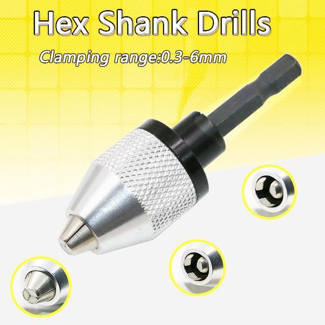 Mandrin Porte Foret Sans Clé 3/8-24UNF Avec Adaptateur Hexagonal 1/4" - 0.8mm à 10mm