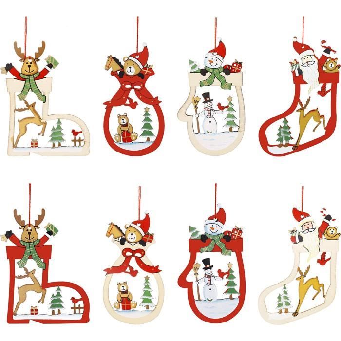 Ornement De Noël En Bois - Décoration Cible Rouge Blanc Or - Vintage - Occasion