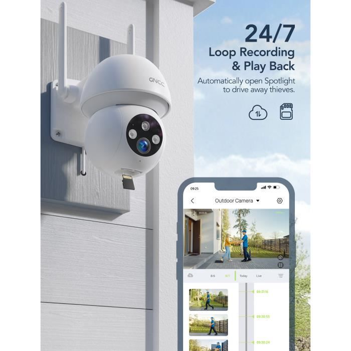 TP-LINK - Tapo C200 - Caméra de surveillance WiFi panoramique et inclinable  - Caméra de surveillance connectée - Rue du Commerce