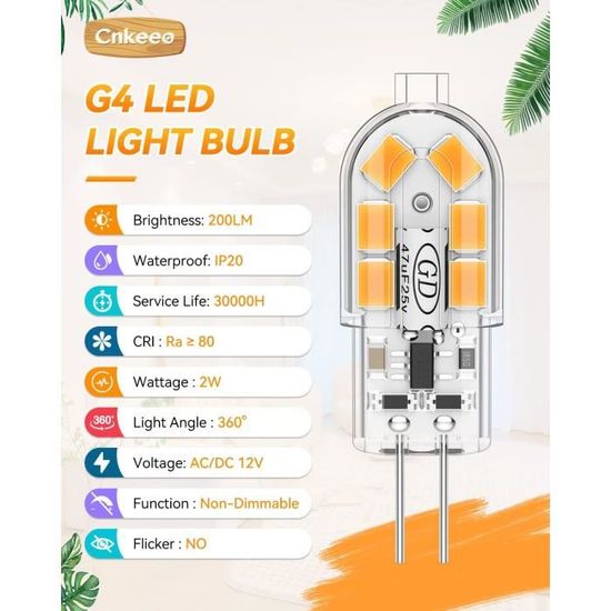 Cnkeeo Ampoule LED G9, LED G9 5W Équivalent 50W Lampe Halogène