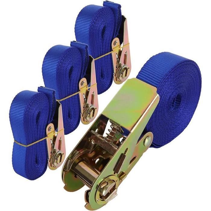 Sangle Rigide SANGLE - TENDEUR - SET D'ARRIMAGE Lot de 4 Sangle a Cliquet 800 KG ...