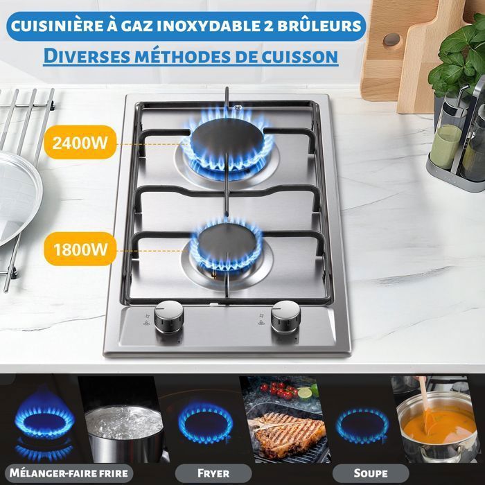 Klarstein - Plaque de cuisson gaz 2 feux 7.7 kW - Allumage piézoélectrique - Acier inoxydable Klarstein - Plaque de cuisson gaz 2 feux 7.7 kW - Allumage piézoélectrique - Acier inoxydable