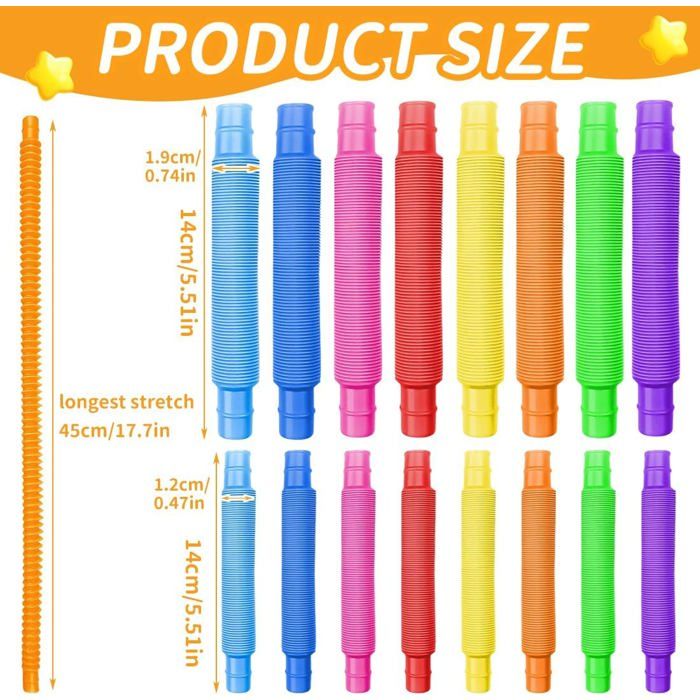 12 Pièces Pop Tubes Mini LED – Jouets Sensoriels Extensibles Multicolores Lumineux, Anti-Stress & Fidget, Idéal Enfants & Fêtes
