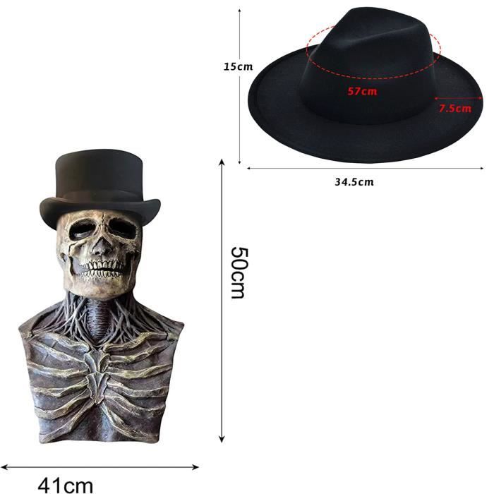 Masque De Crâne Halloween Effrayant - Pleine Tête Avec Chapeau - Masque Horreur AUSTUFF