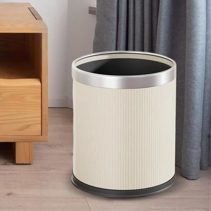 Poubelle Compacte En Plastique Jaune - Design Moderne Froissé, Pour Bureau, Chambre Ou Salle De Bain - 11