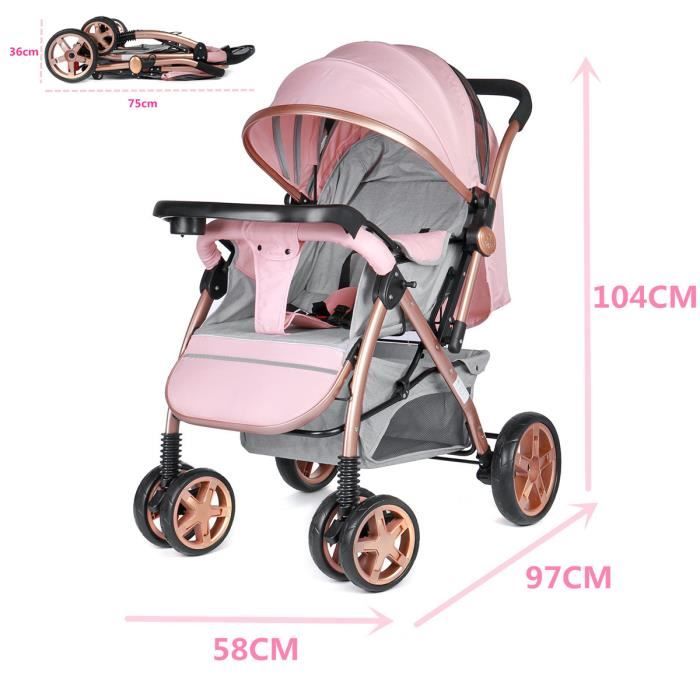 Poussette Bébé Pliable Multifonction de Luxe Anti-choc - Réglable 110° à  170° Voyage Promenade Confortable Portable ROSE Cadeau Noël - Cdiscount  Puériculture & Eveil bébé