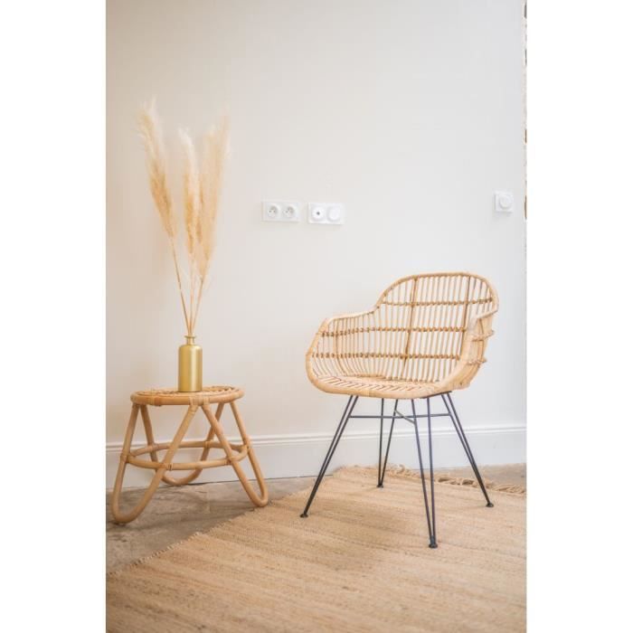 Grande table d'appoint/support pour plante vintage en rotin éléphant, décoration bohème - France