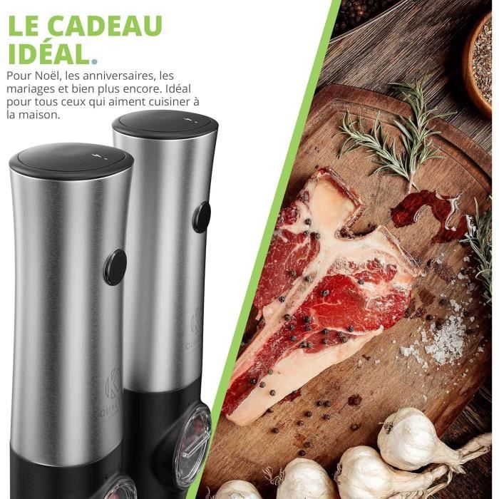 Moulin à Sel Et Poivre Rechargeable 2 En 1 - Électrique USB - Gain De Place Et Pratique Pour Cuisine