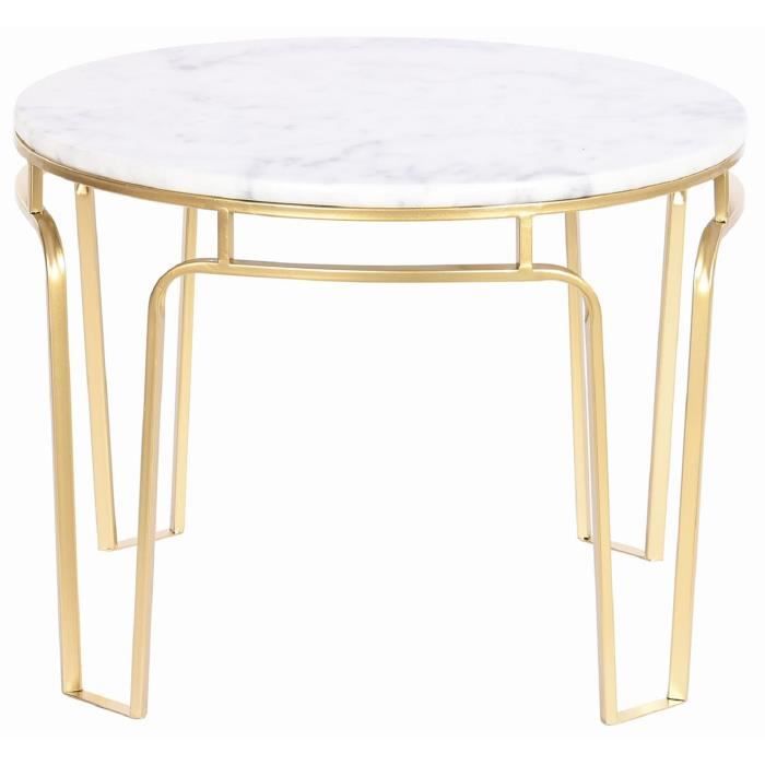 Table d'appoint ronde en marbre blanc et doré CHEYNES 