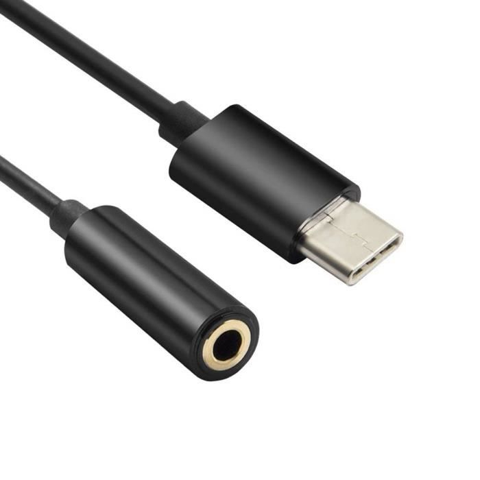 Câble adaptateur USB C (type C) vers prise casque audio jack audio 3,5 -  Noir - Cdiscount Téléphonie
