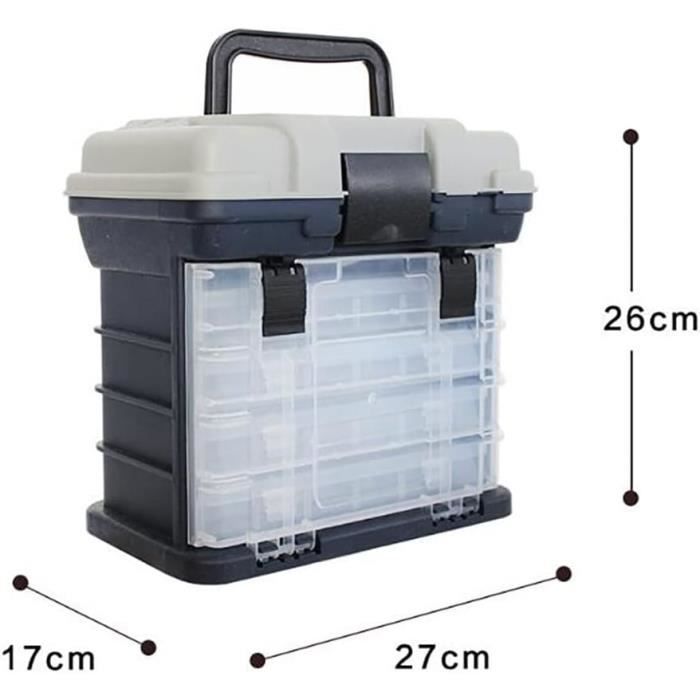 Boîte De Pêche Portative JAWSEU – 4 Tiroirs, 13 Compartiments Réglables, Pliable, Sert De Siège