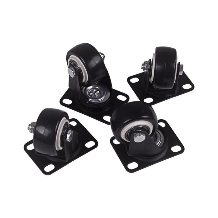 4 Roulettes Pivotantes Uxcell 2 Pouces - Double Roue PU, Frein Inclus