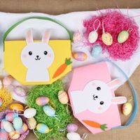 Lot De 3 Paniers Pâques Lapin En Feutre Coloré – Sac Cadeau Enfant Avec Anse, Idéal Pour Chasse Aux Œufs Et Décoration