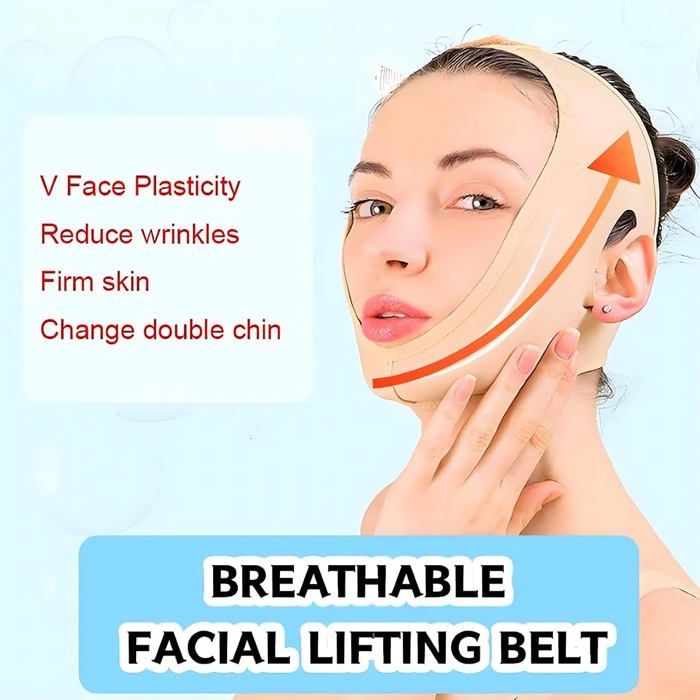Masque Lifting Visage En V Réutilisable - Amincissant, Anti Double Menton, En Nylon Respirant - 11