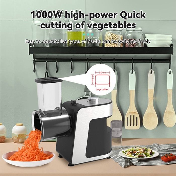Coupe-Légumes Électrique 250W Meykey - Râpe Multifonction 5 Lames Pour Fromage & Légumes
