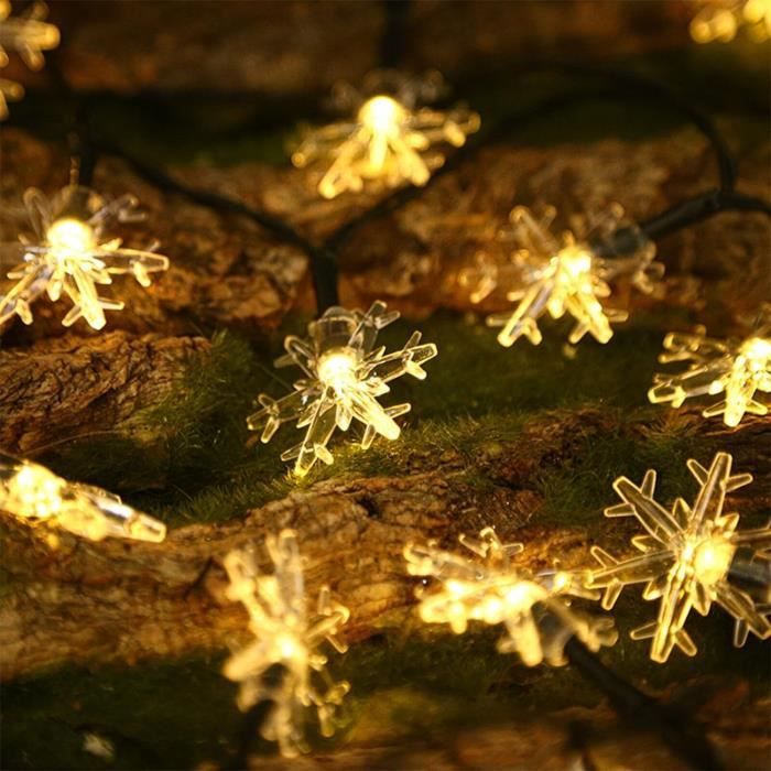 Guirlande Lumineuse Exterieur Solaire - Flocon De Neige - 12M 100 Led - 8  Modes Décoration Lumière Pour Noël - Cdiscount Maison