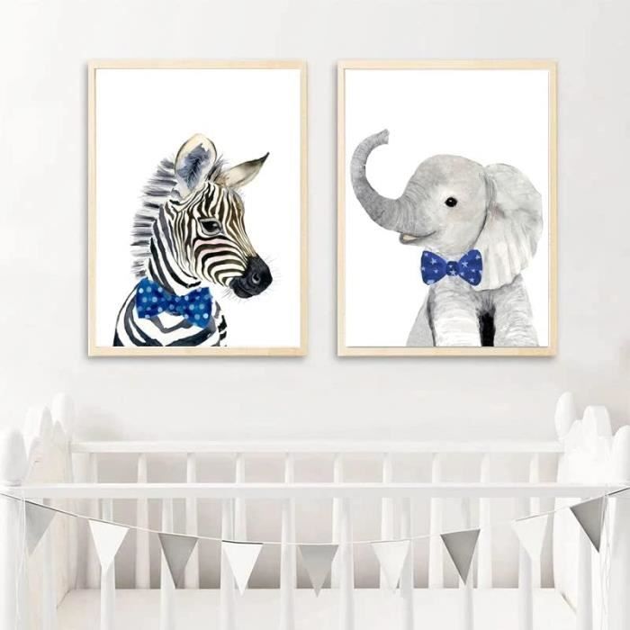 Tableau enfant Glissade sur éléphant : décoration chambre enfant