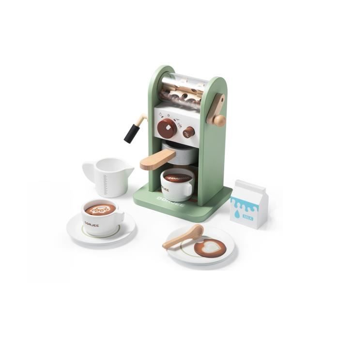 Cafetière En Bois Jouet – Machine à Café Éducative Avec Lumières, Sons Et Accessoires – Dînette Enfant 3 Ans+ – Cadeau Anniversaire Noël