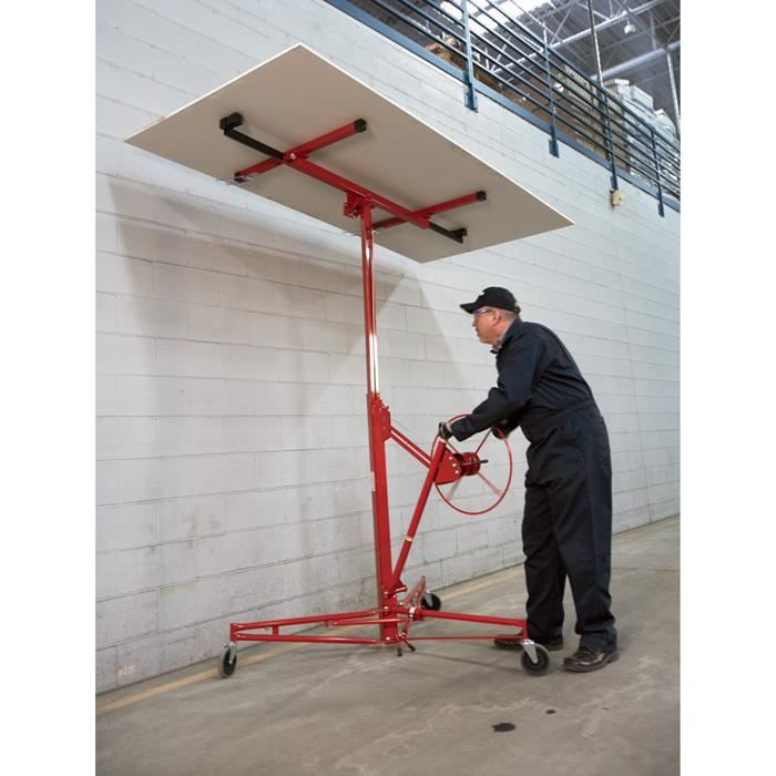 Lève-plaques De Plâtre TEENO XXL – Hauteur Réglable 140-325 Cm, Charge Max 68 Kg, Inclinaison Jusqu'à 60°, 3 Roues Avec Freins