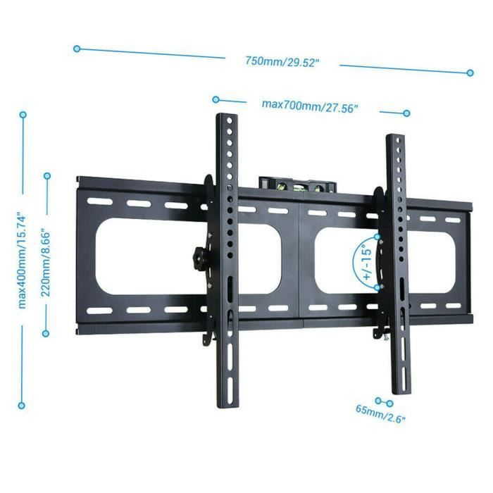 Support Mural TV TecTake - Inclinable, Pour écrans 26-75 Pouces, Charge 60kg, Vesa 50x50-400x400