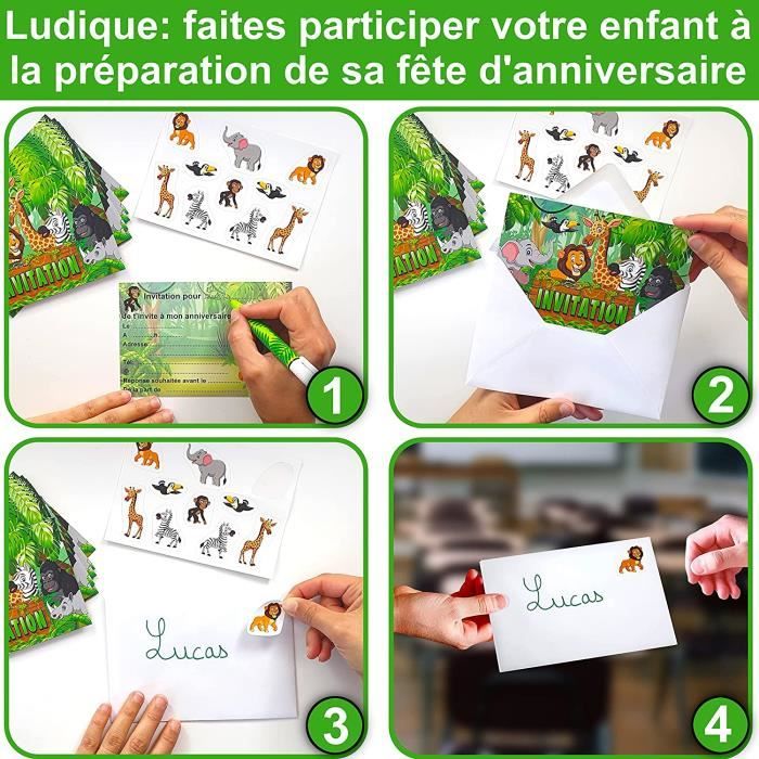 Invitation De Fete - Limics24 - Carte D Invitation Anniversaire Français  Sur Thème Animaux La Jungle 10 Invités (10 - Cdiscount Beaux-Arts et  Loisirs créatifs