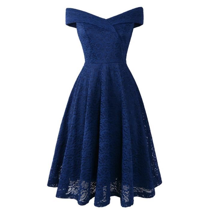 Chic Robe Femme soiree Cocktail Sur l epaule Asymetrique sans Manches en Dentelle Mariage Bridesmaid Dress Rouge rouge NYSTORE Rouge Cdiscount Pret a Porter