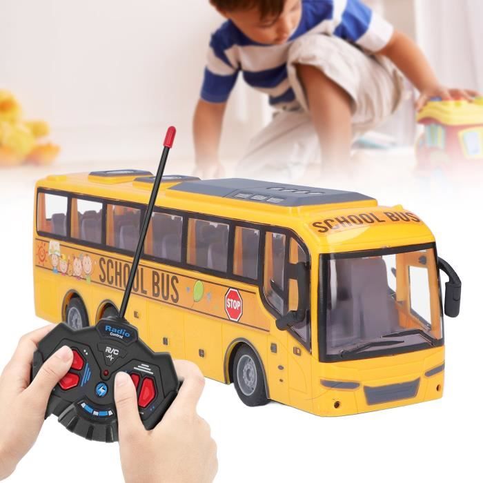 Bus Scolaire Télécommandé 1:32 - Avant/arrière, Gauche/droite - Rechargeable, Pour Enfants - Jouet éducatif En ABS