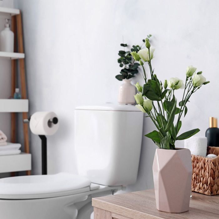 Porte-rouleau Papier Toilette Sur Pied MOOCHE - Acier Inoxydable, 34,5cm, Argent Brossé