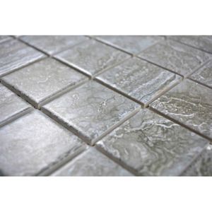 Mosaïque Éventail Gris-Pierre Brillant 13-FS02_f - 10 Plaques Céramique