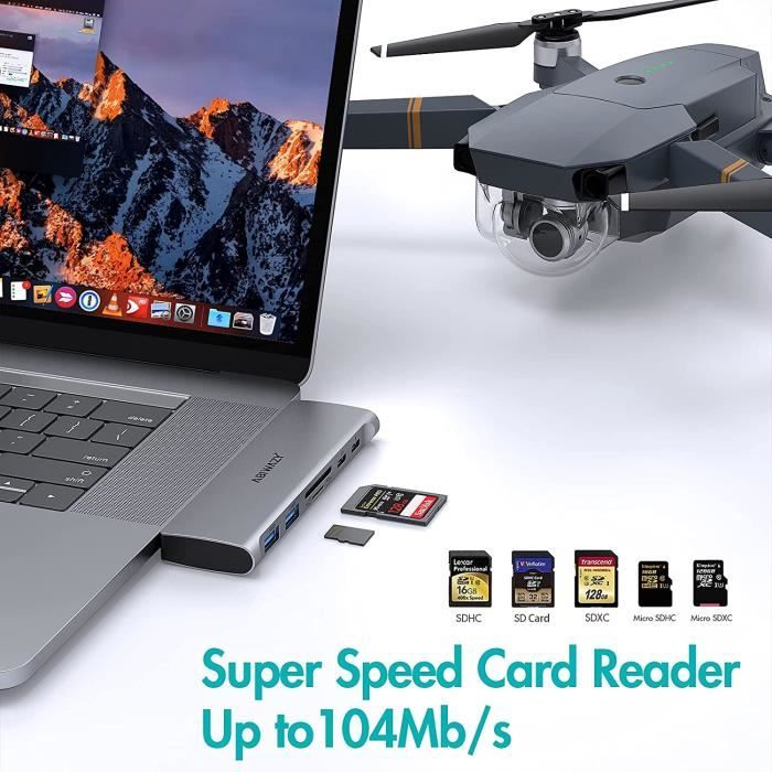 Accessoire macbook air m1 hub usb c mac multiport adaptateur pour macbook  pro air 2021 2020 2019 2018 13 15 16 pouces,7 en 2 usbc - Cdiscount  Informatique